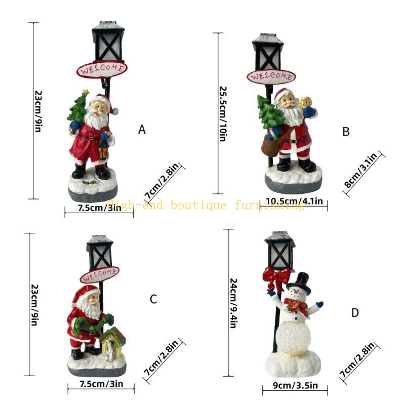  Glowing Satas Snowmans with Lampost Christmas Decoration LED Light Indoor Seasonal Adornment