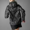 adidas Wind.Rdy Full Zip Hooded Jacket, Women Logo Print Long Sleeve Windproof Sports Outerwear Black Reflective Silver IT3445