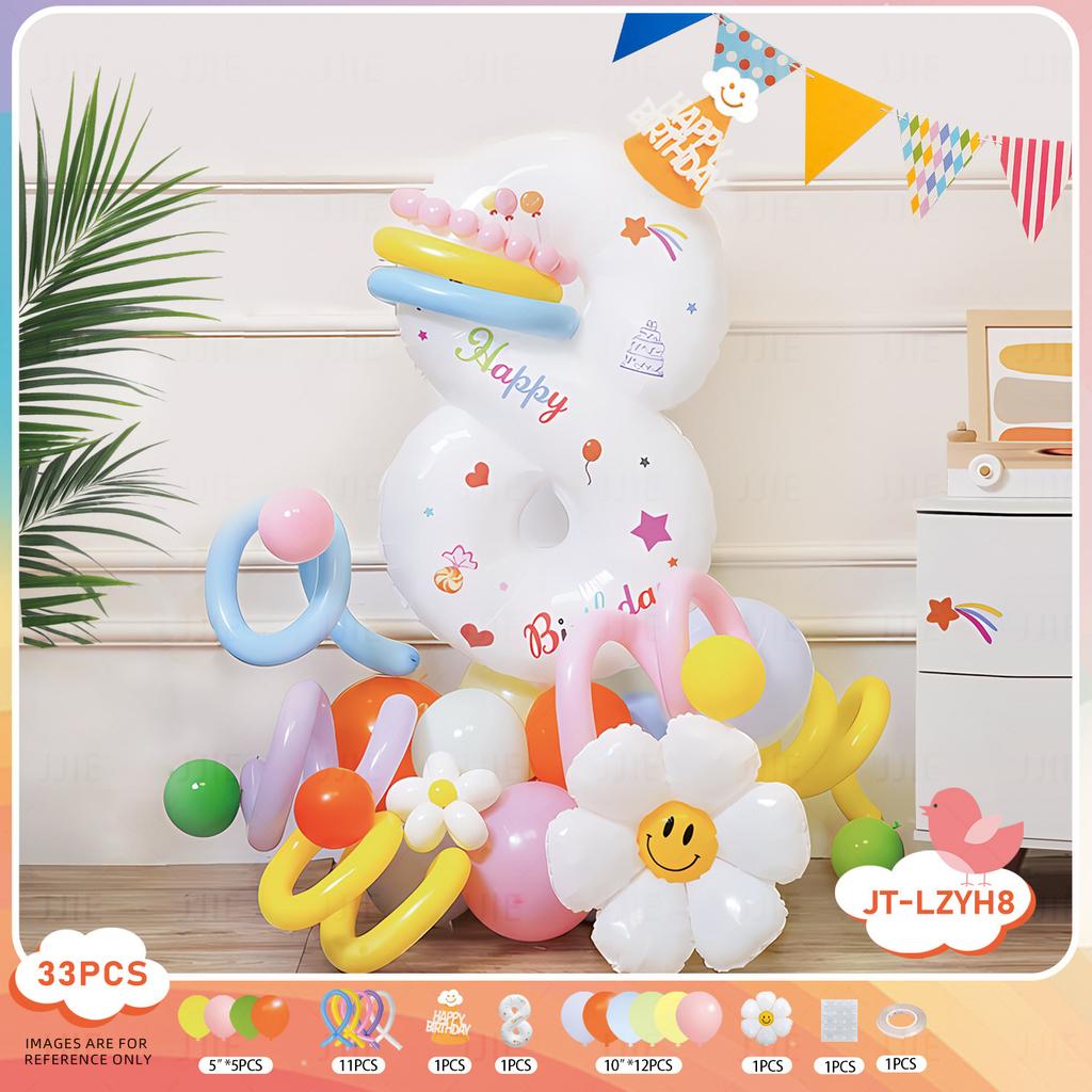 Digital Column Set New Korean Daisy Shaped Aluminum Film Balloon Birthday Party Decoration