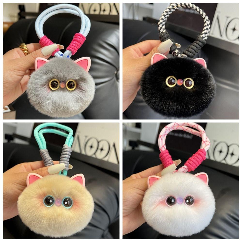 Taschenanhänger Katze Plüsch Anhänger Felliger Plüschball Schlüsselanhänger Imitation Kaninchenfell Schlüsselanhänger Frauen Mädchen