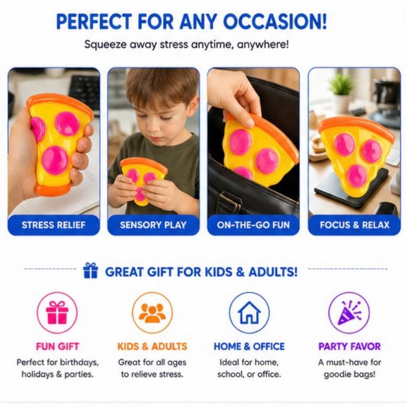 Squishy Pizza Stress Relief Toy, Maltose Material Slow Rising Squeeze Fidget Toy, Ideal Gift for Stress Venting