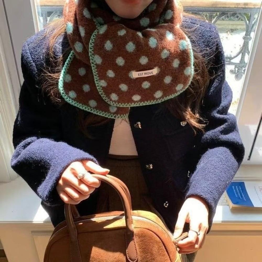Thickened Polka Dot Scarf Keep Warm Winter Neck Scarf Fashion Knitted Scarfves Winter