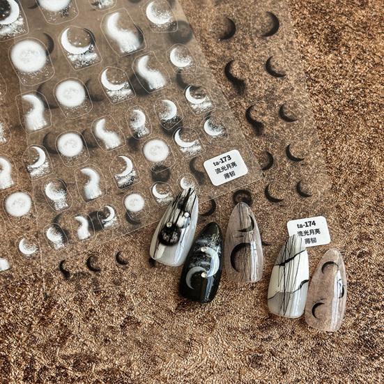 

Наклейка для ногтей, гладкая клейкая паста, устойчивая к выцветанию, легко самосъемная, сделай сам, белая, черная, струящаяся луна для ногтей