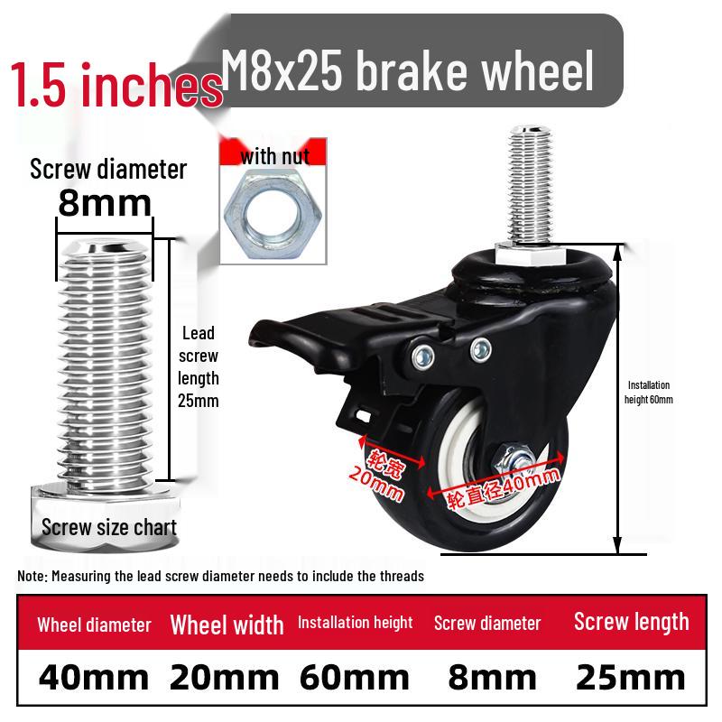 Silent Swivel Casters with Inch Threaded Rod & Double Bearings