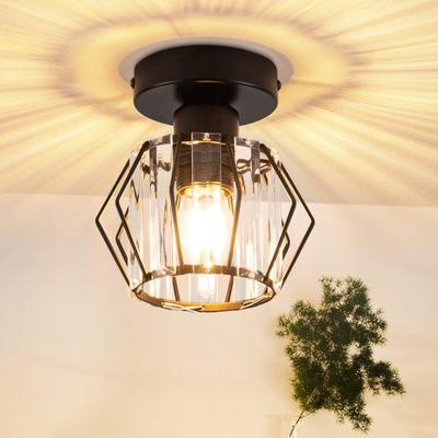 Ceiling Light - NETTLIFE - Modern Black Crystal Ceiling Light - E27 - Metal Frame - Ø15 Cm
