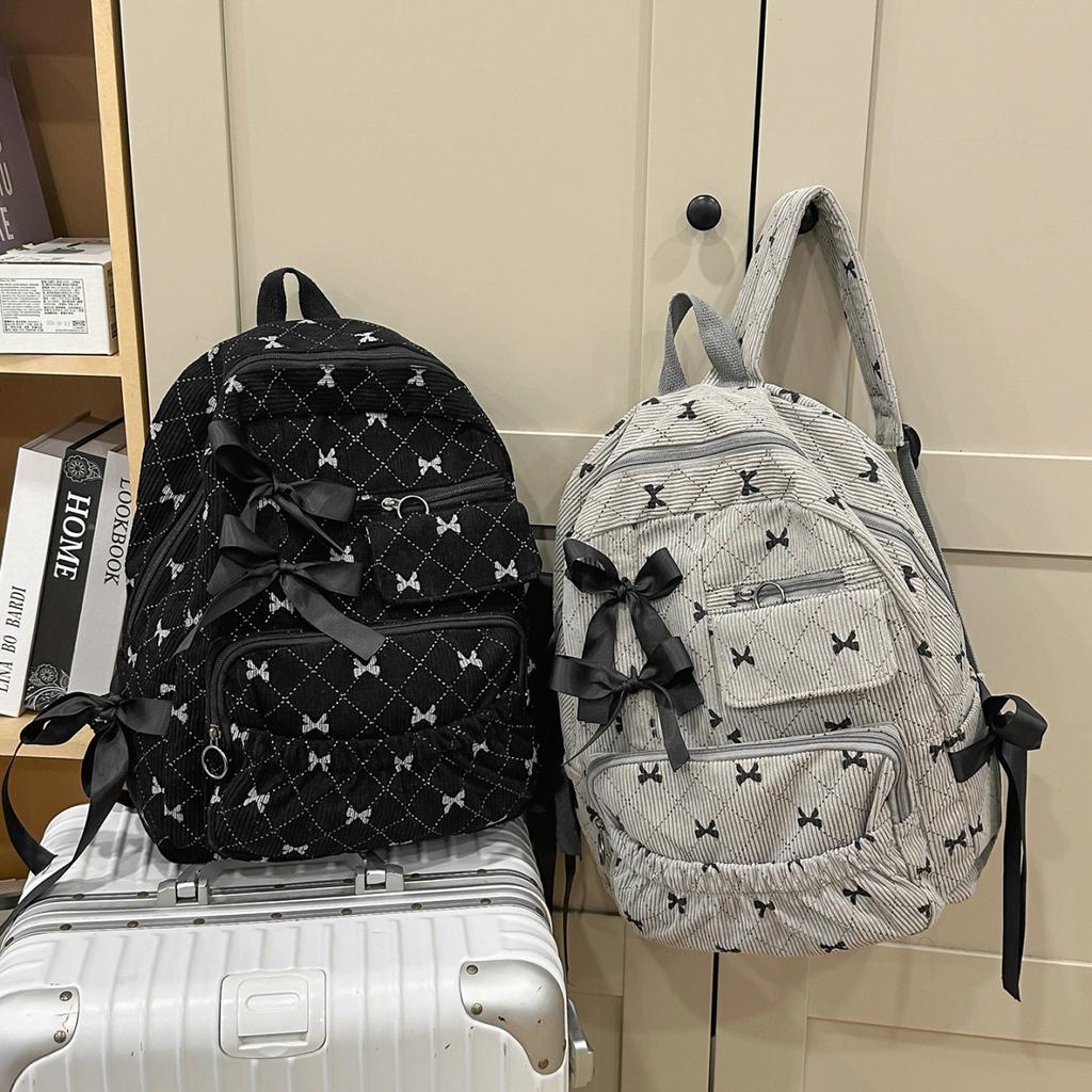 Schoolbag Korean bow college student schoolbag large capacity autumn and winter junior high school high school backpack exquisite backpack