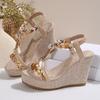 Scarpe Estive da Donna con Zeppa, Sandali da Donna Casual Taglie Forti con Trecce e Punta Aperta