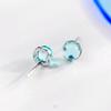 Beixi Silver Mermaid Bubble Stud Earrings, Pure Silver with Blue Crystal - Simple, Fresh, and Elegant Accessories for Women.