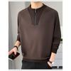 Bluza męska z okrągłym dekoltem i zamkiem do połowy, przystojna, koreańska, casualowa, z długim rękawem, wszechstronny top, warstwa bazowa