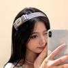 Vintage Rhinestone Bow Headband Non-Slip Flocking Hair Hoop Temperament Wide Edge Hairband  Women
