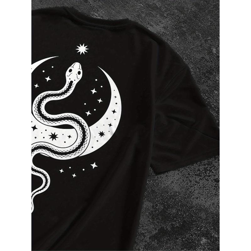 Stylish Print Men's T-Shirt, A Design Featuring Stars And The Moon, Street Style Tee, Perfect for Everyday Casual Wear, Loose Fit, Crew Neck Tee
