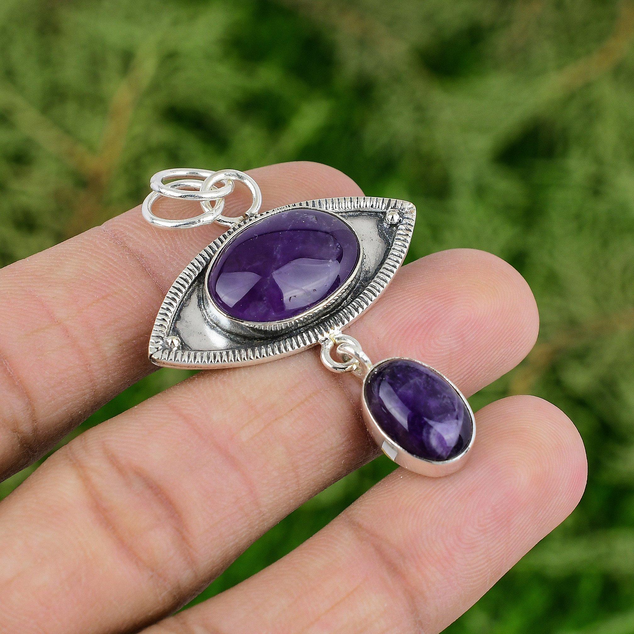 

Подарок для нее Подвеска из стерлингового серебра 925 пробы с натуральным африканским аметистом