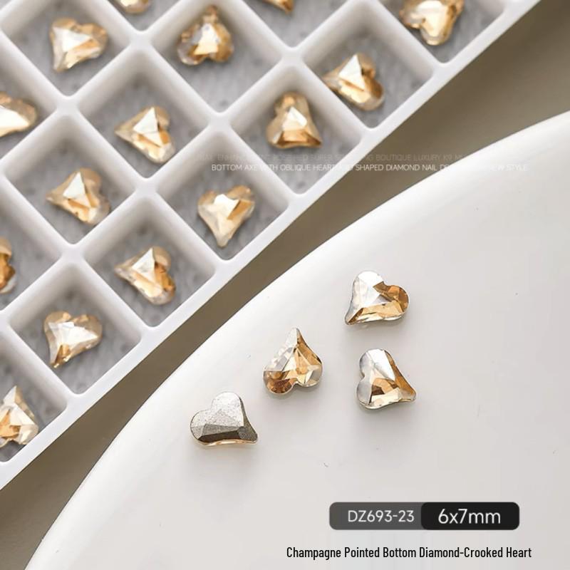 

Стразы для нейл-арта K9 Шампань - Высококачественные неровные кристаллы, квадратные, каплевидные, в форме сердца