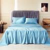 Summer Luxury Satin Silk-Like Bed Sheet Set (Flat Sheet + Fitted Sheet + Pillowcase) Solid Color Mattress Cover Twin Full Queen
