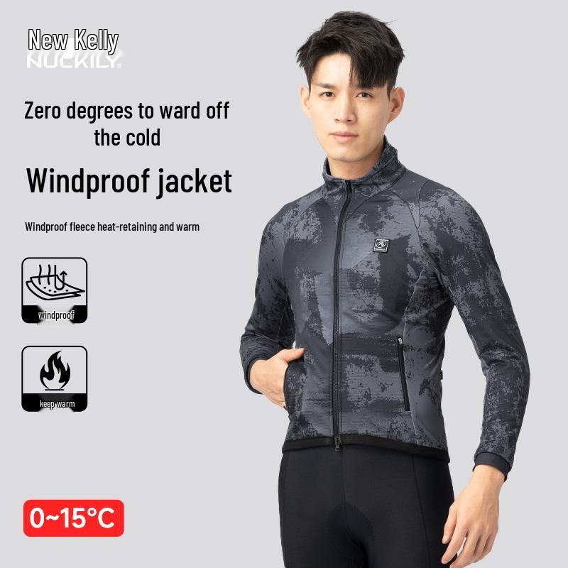 

Unisex Winter Windproof Cycling Jacket with Fleece and Dual Zipper Large