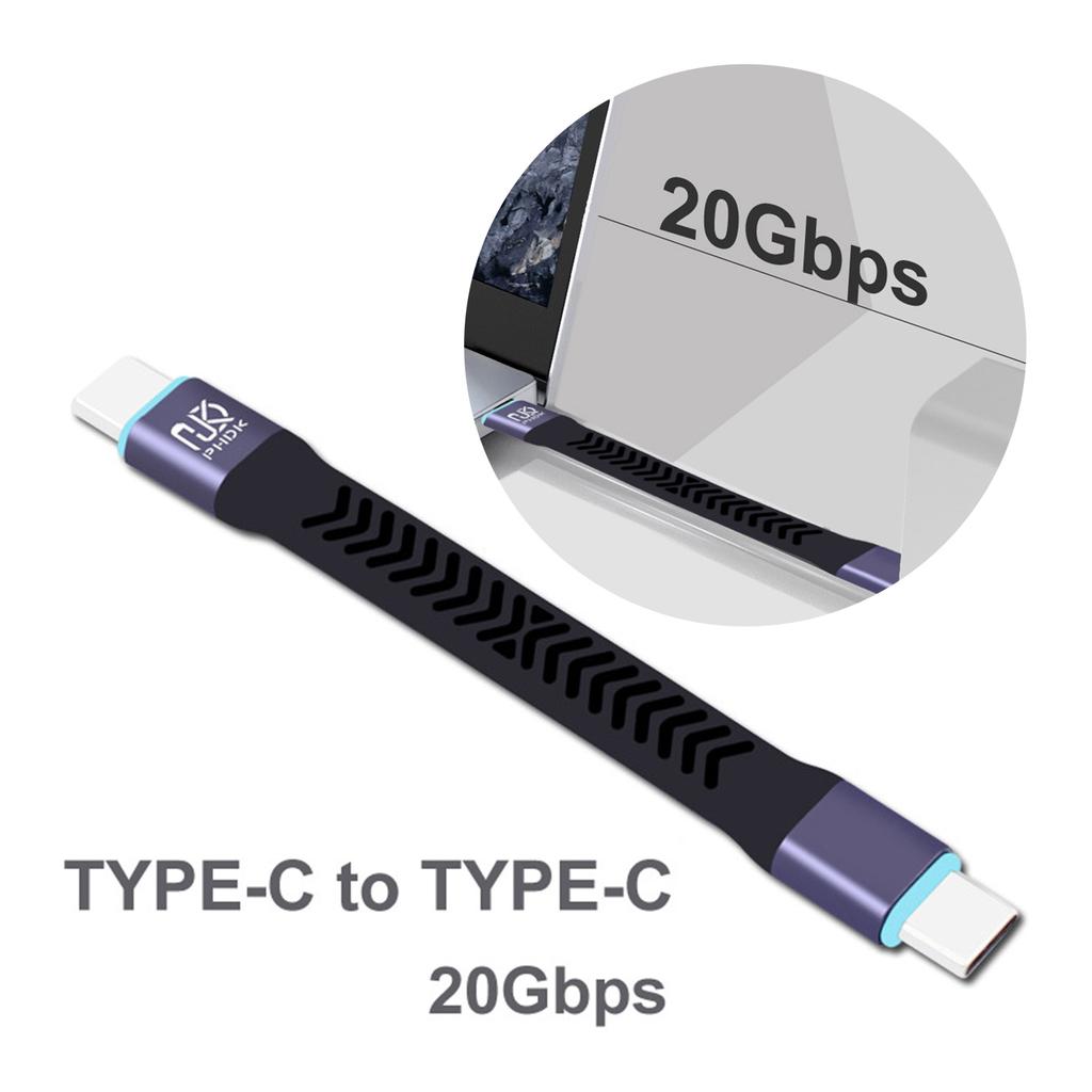 10CM Short UsbC TypeC Data Cable 20Gbps Fast Data Transfer High Speed Soft Charging Cord Aluminum+nickel Plating