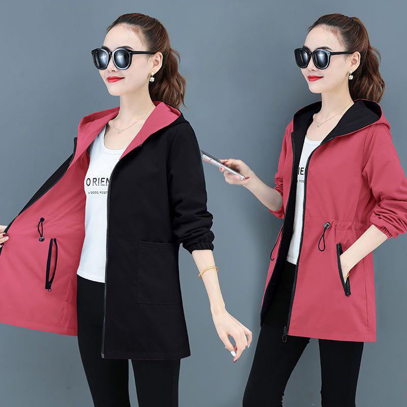 Autumn Windbreak Female Jacket Women Windbreaker Mid-length Tops Baseball Uniforms Short Jackets