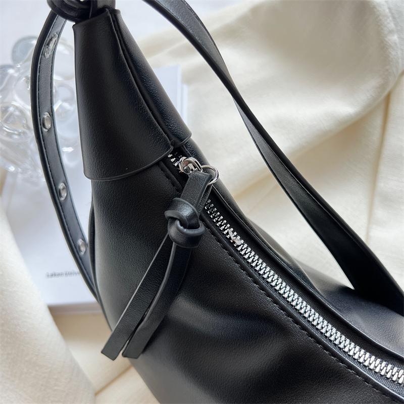 Half Moon Hobo Bags For Women  Latest Luxury Designer Handbag Soft PU Leather Pure Color Shoulder Crossbody Armpit Bag