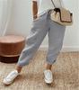 Women Mid Waist Drawstring Linen Harem Pants, Pocket Cuffed Ankle Loose Casual Trousers S-5XL Spring Daily Wear