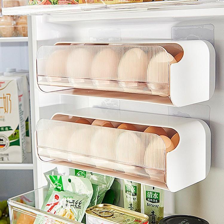 

2pack Refrigerator Egg Storage Box - Transparent Drawer-Style Hanging Basket for Side Door, Multi-Function Fridge Organizer