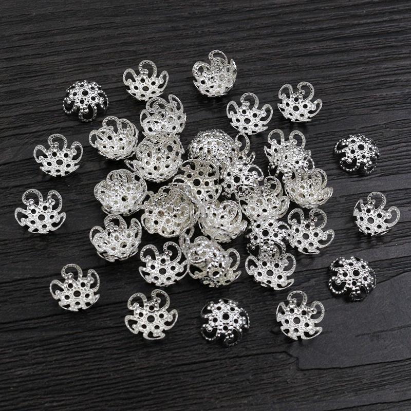 200pcs Gold Colors Metal Flower Spacer Beads Caps 8/9mm For Diy Beaded Bracelets Necklace Jewelry Making Accessories Findings