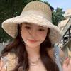 Ribbon Sunscreen Bucket Hat Lace Beach Fisherman Hat Breathable Bow Straw Hat  Travel