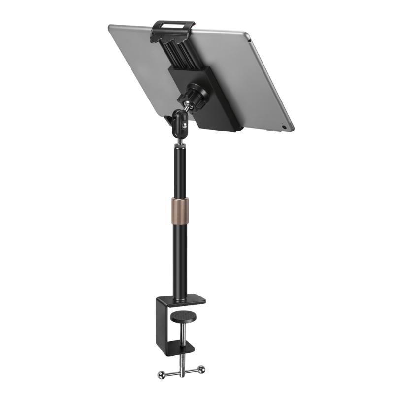 Extendable Rod Clamp Tablets Stand Mount Retractable Arm Phone Holder for Live Streaming Selfie Photography MultiPosition