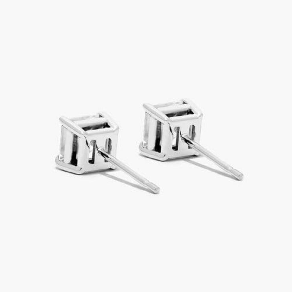 Asscher Lab Grown Diamond Push Back Stud Earrings, EF Color, VS Clarity