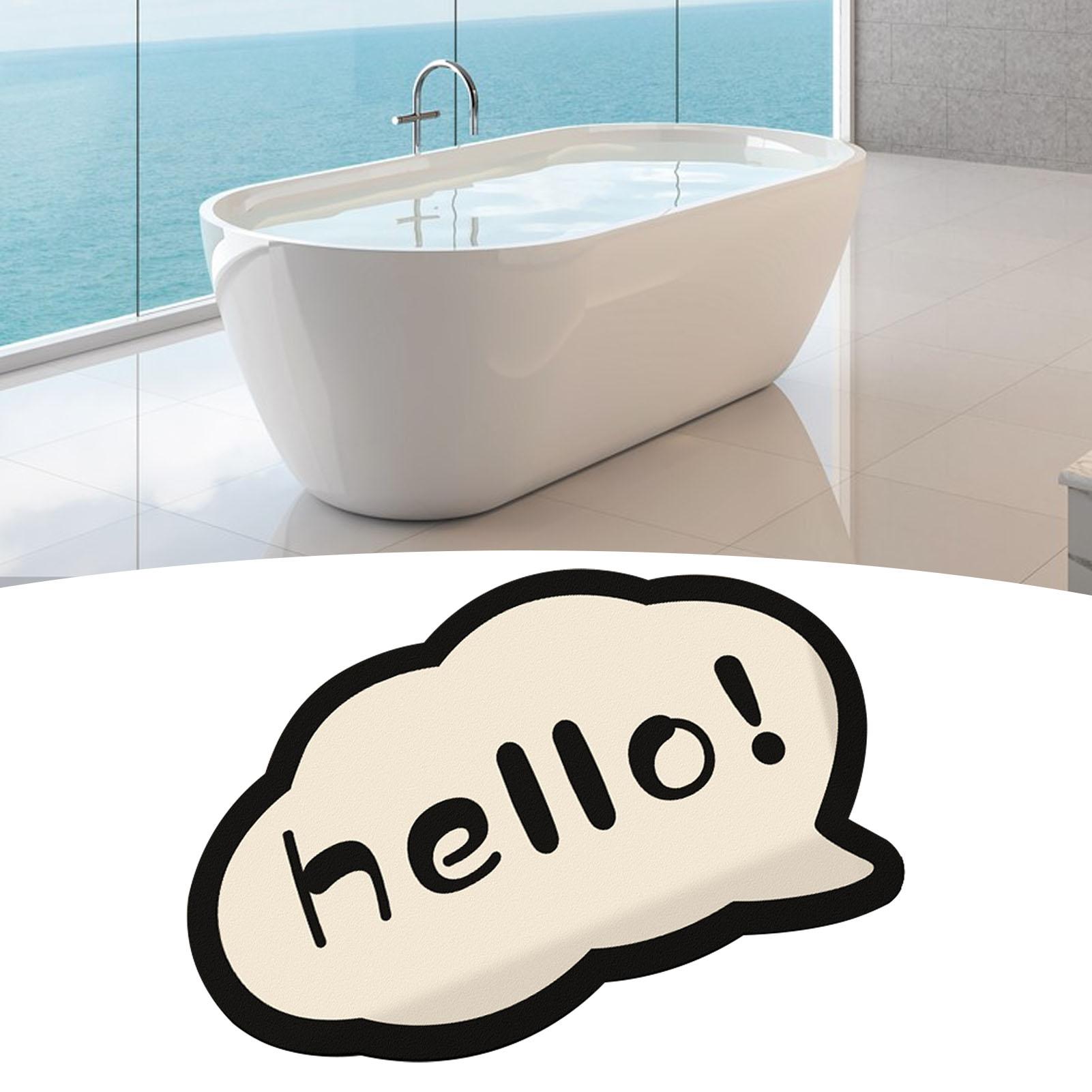 

Diatomite Floor Mats Black White Personalized Floor Mats Household Bathroom Absorbent Quick Drying Foot Pad Clouds Hello