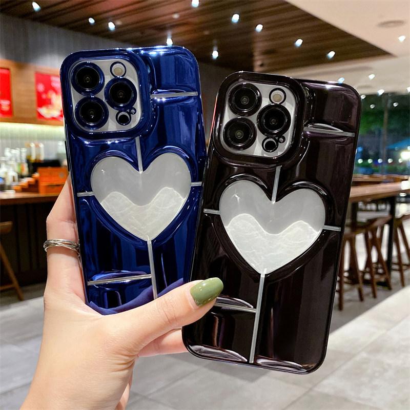 Weiche galvanisierte Liebes-Herz-Telefonhülle für Iphone 14 13 12 11 Pro Max 14 Plus 14pro, stoßfeste weiche Beschichtung aus Silikon auf der Rückseite