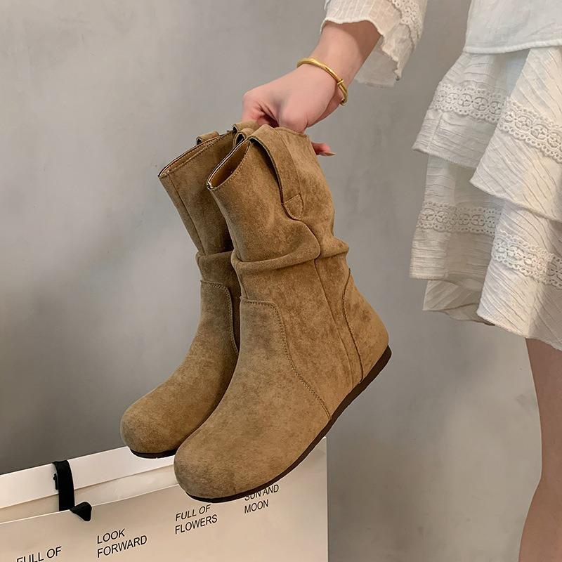 Vintage Lazy Wind Western Pile Boots Women's Autumn and Winter New Martin Boots Women's Knight Boots Short Boots Boots