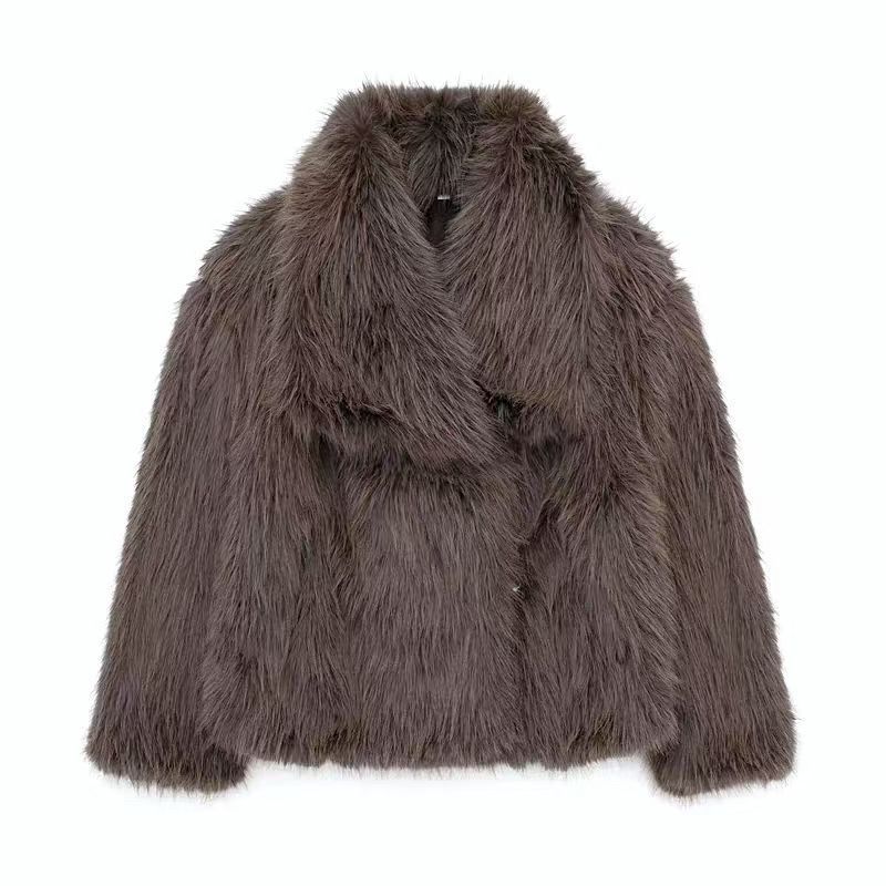 Autumn and winter new imitation fox fur coat lapel short thickened loose coat