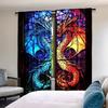 Set Of 2 Blue Gold Vibrant Dragon Curtains Suitable Living Room Dining Kitchen Bedroom Bathroom Study Office Curtain Polyester Perfect For