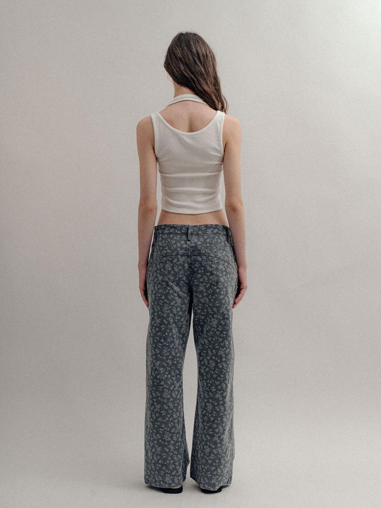 VISUS Flower Cotton Pants_Charcoal