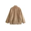 Warm Plush Fleece Bomber Jacket for Women Winter Autumn Stand Collar Coat Long Sleeve with Pockets New Outerwear