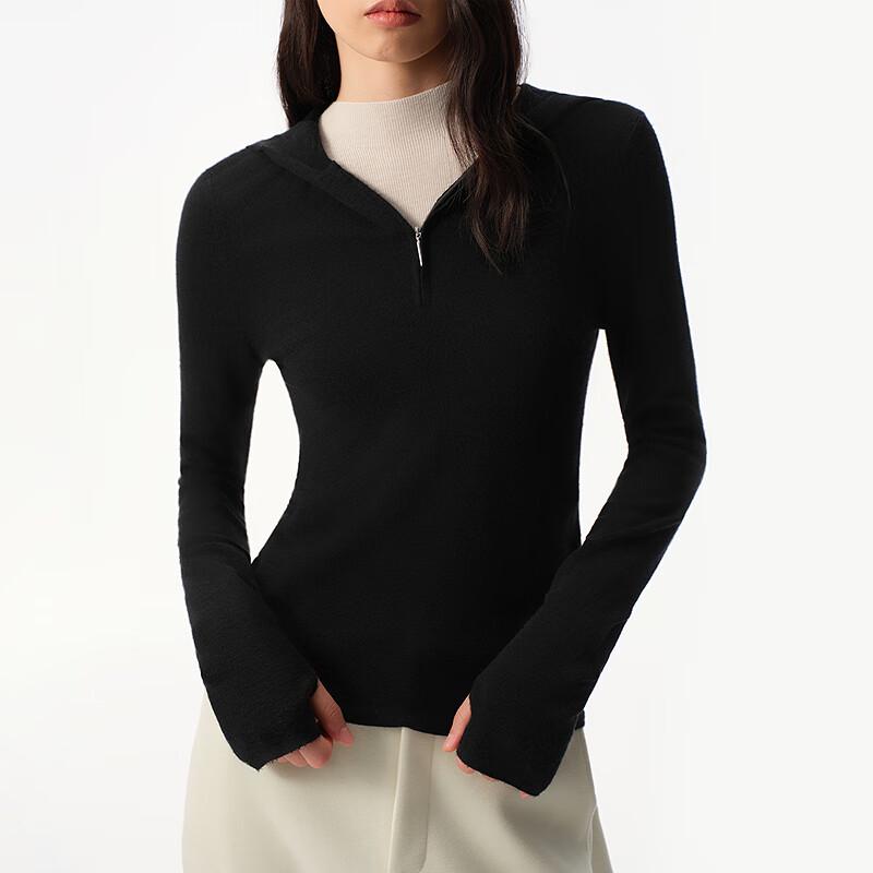 Women's Hooded Slim-Fit Wool Knit Sweater