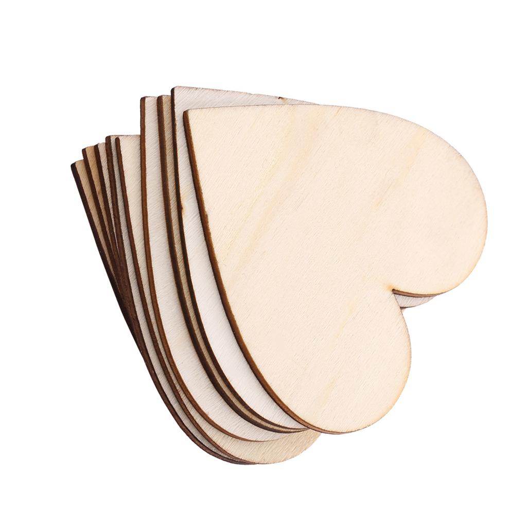 Love Heart Shape Wooden Embellishment for Weddings Plaques Decoration(80mm 10pcs)