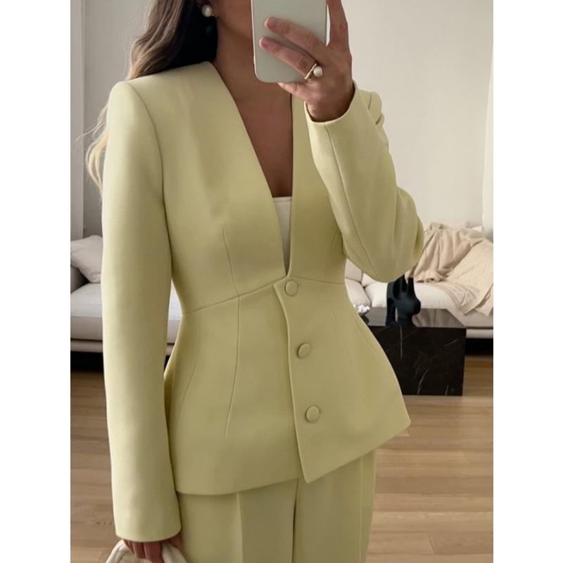 European American Fashion Simple Long-sleeved Suit Jacket Women's 2025 Autumn Winter