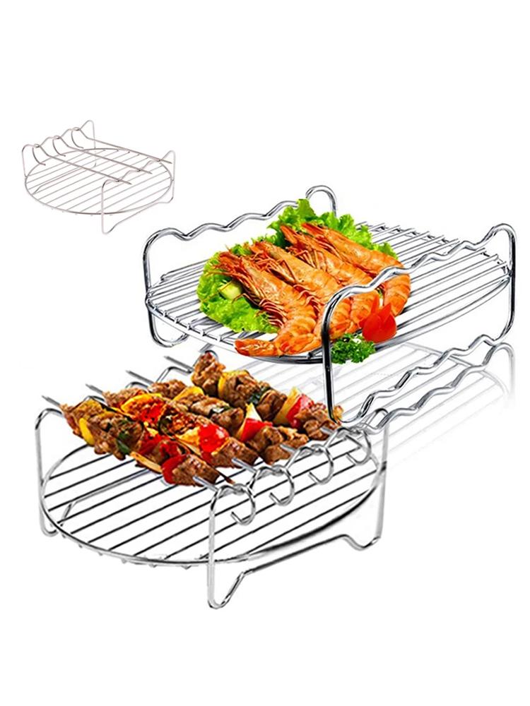 Air Fryer Rack Bread Rack Digester Multipurpose Stainless Steel Holder Cross Wire Grill Cookware BBQ Steamer Roasting Kitchen