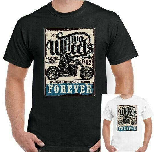 MOTORCYCLE T-SHIRT Biker Motorbike Two Wheels Forever Bike Superbike TEE TOP XXL