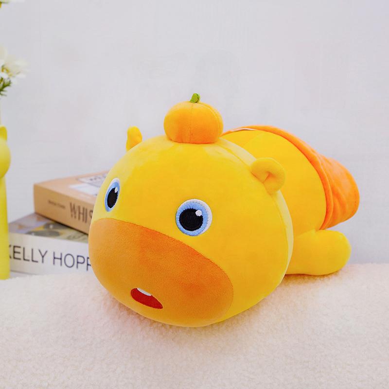 Adorable Dumb Persimmon Lulu Water Guinea Pig Plush Toy for Kids Soft Pouted Rag Doll Birthday Gift with Cute Throw Pillow