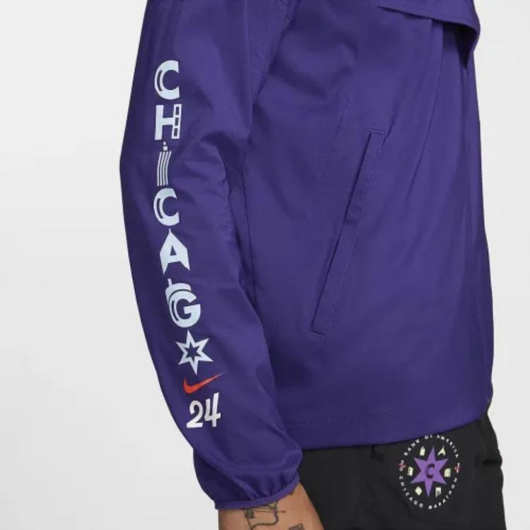Nike Logo Pattern Hooded Zip-Up Long Sleeve Jacket Men jackets Purple FV6203-566