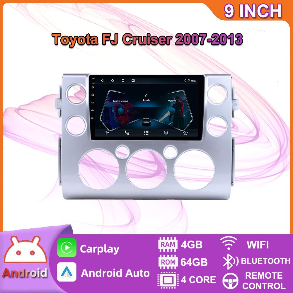 Android 2 Din Car Multimedia Player For Toyota FJ Cruiser 2007-2013 Head Unit Stereo Carplay GPS Navigation BT WIFI 4+64GB