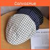 Vintage Japanese Plaid Newsboy Cap With Breathable Cotton For Casual Summer And Autumn Wear