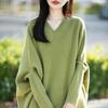 Elegant V-Neck Women's Wool Sweater - Autumn/Winter Fashion: Versatile and Stylish Loose Fit