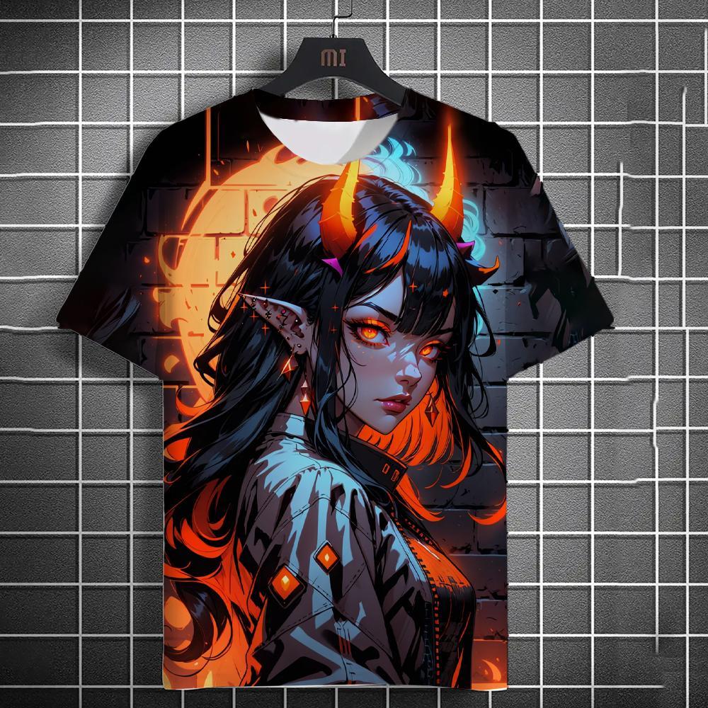 Summer Harajuku Anime Girl Graphic T Shirt For Men 3D Print Fashion Loose Short Sleeve Tops Kawaii Cool Street Style Y2k Tops