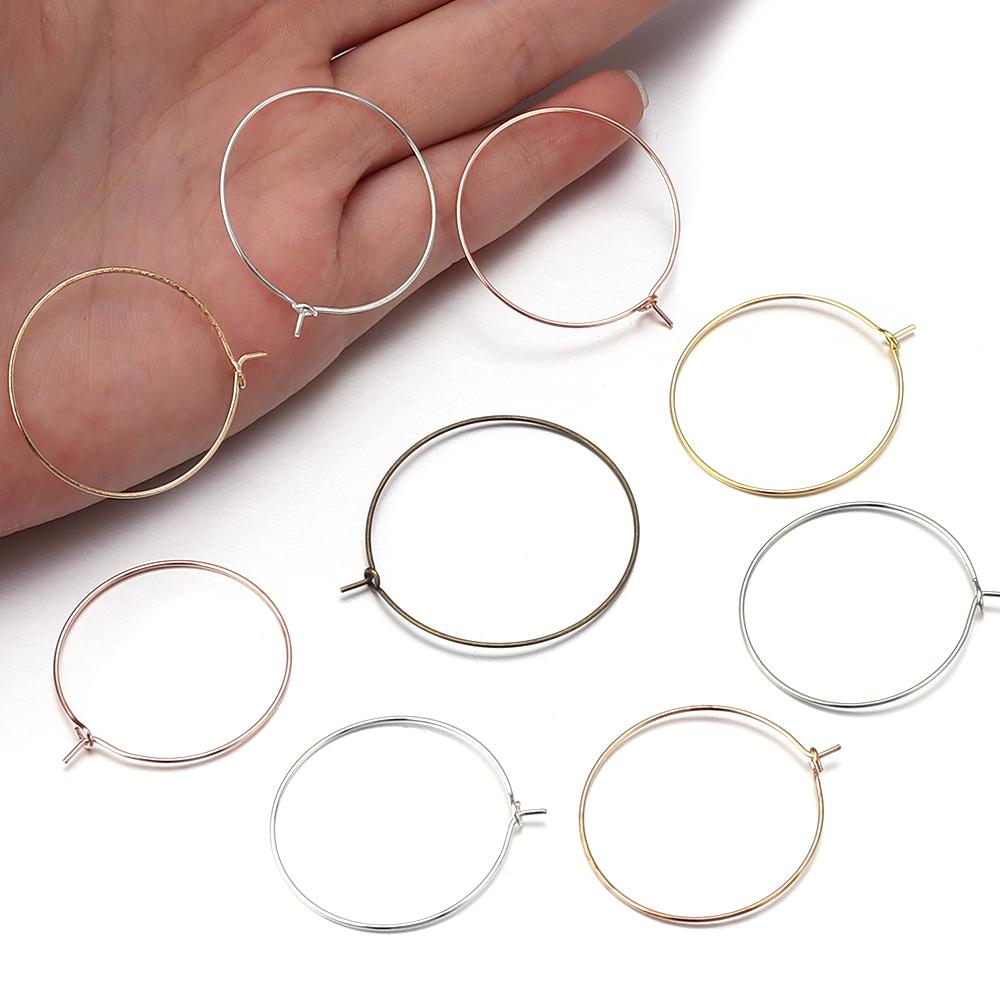 50pcs/lot Big Hoops Circle Earrings Gold Color  Round Earring Wire Circle for DIY Dangle Drop Earring Jewelry Making Accessories