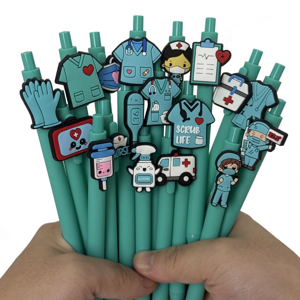 10Pcs, Minimalist Creative Medical Series Ballpoint Pens - Solid Color Doctor & Nurse Pens with Black Ink Refills, Press-Type Gel Pens for Signing and