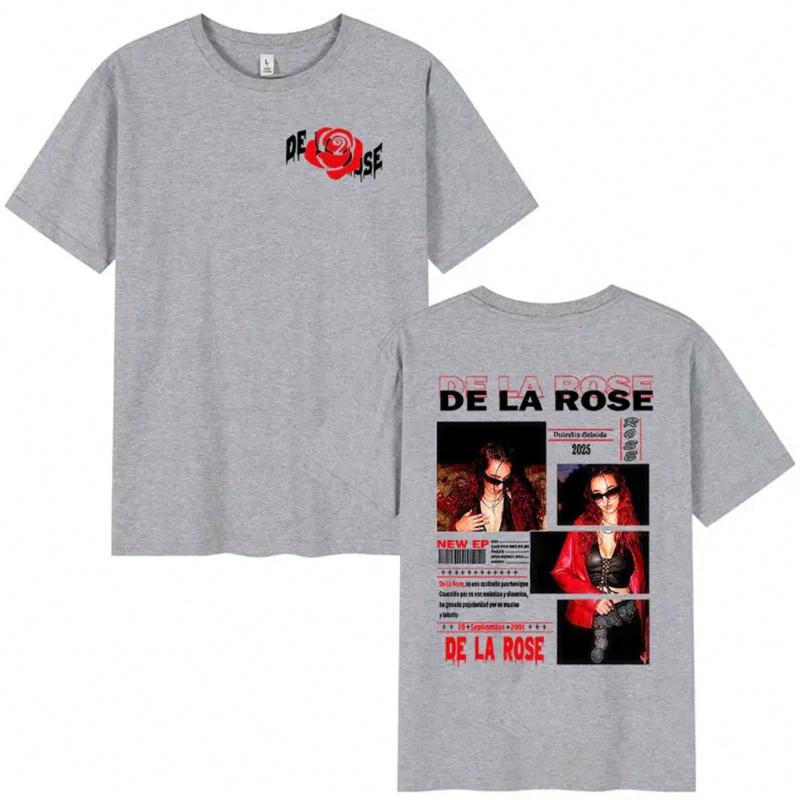 De La Rose tour album graphic Tshirt unisex Harajuku style shortsleeved Tshirt retro loosefitting pure cotton Tshirt