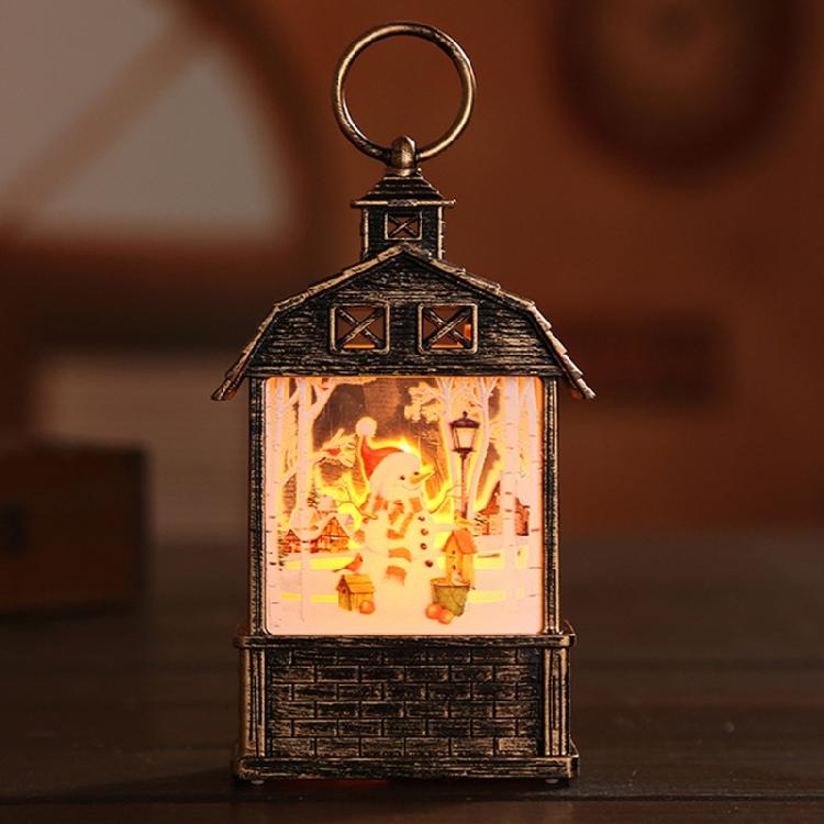 Christmas Lantern Man Snowman Deer Jesus Pattern Glowing Lamp Ornament Portable